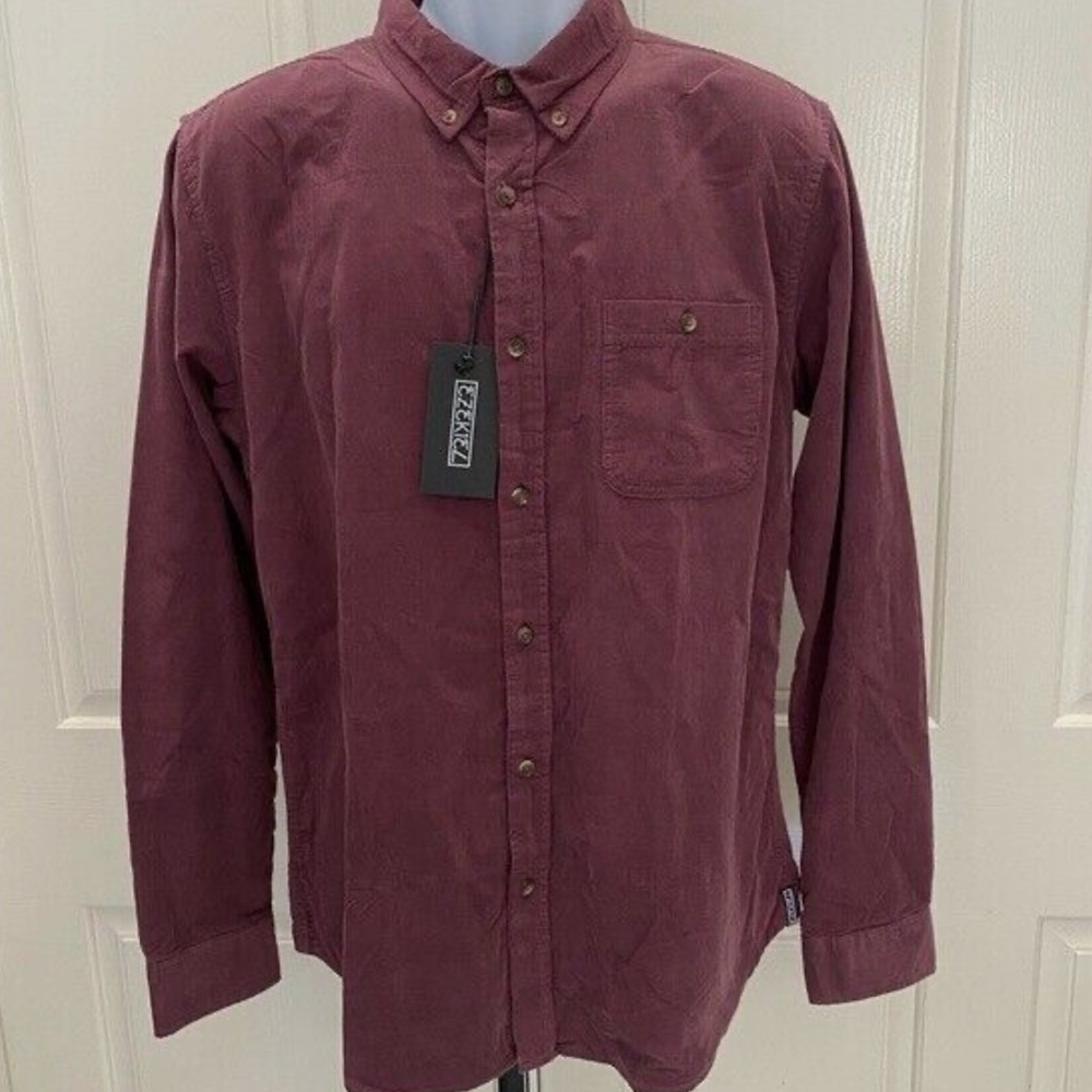 EZEKIEL Hamptons Burgundy Corduroy Button Shirt Nordstrom Mens medium NWT